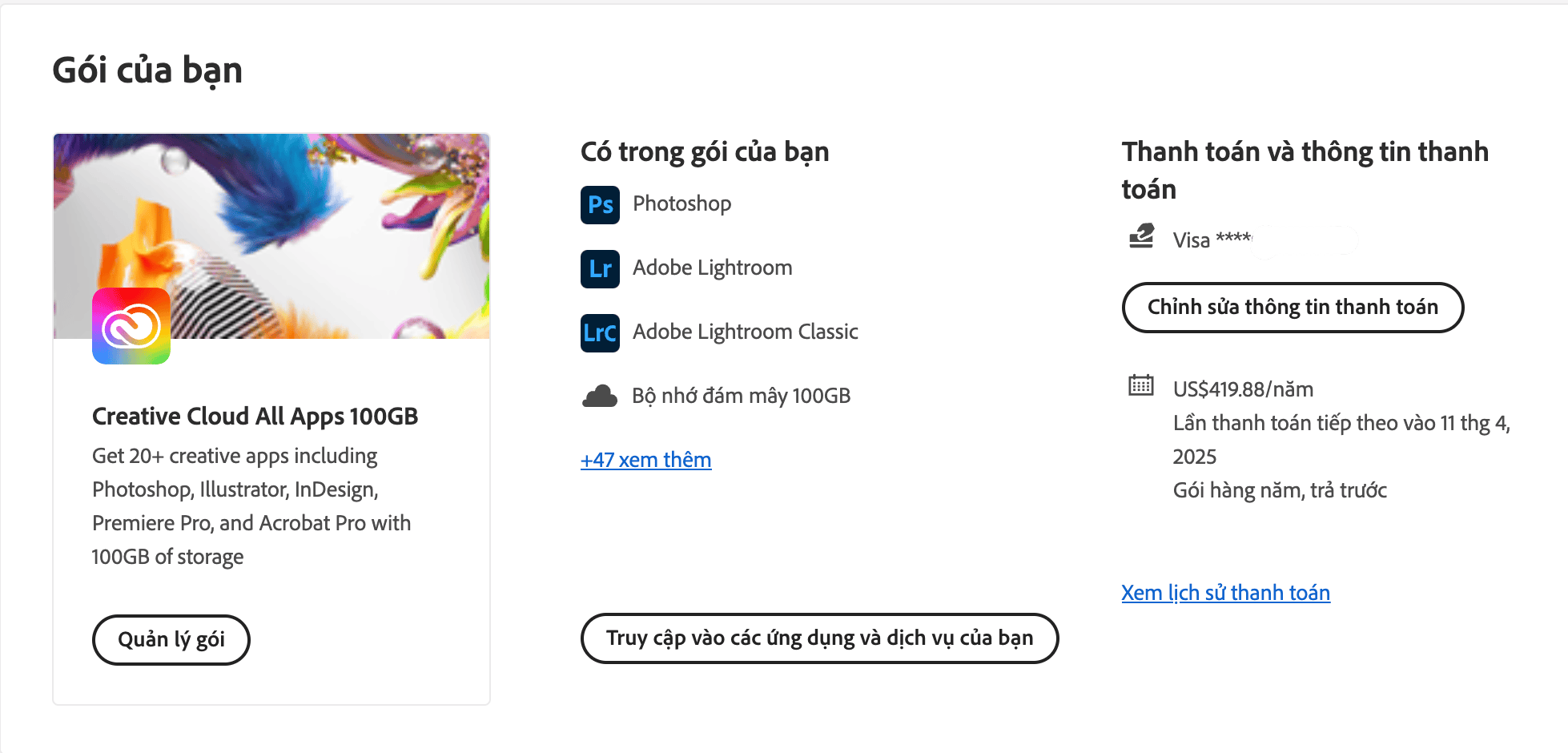 Nâng cấp bản quyền chính chủ bộ phần mềm Adobe Creative Cloud All Apps